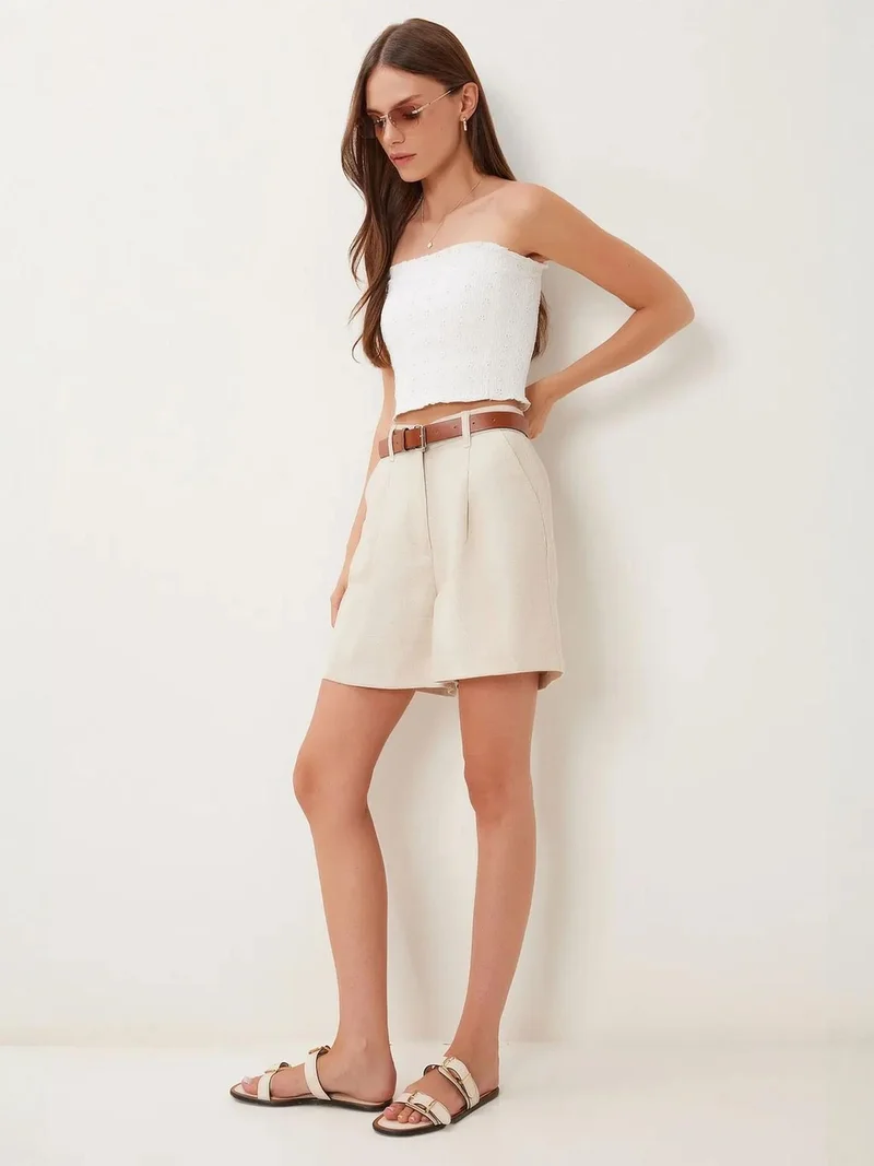 السعادة في إسطنبول ISTANBUL High Waist Belted Wide Leg Shorts