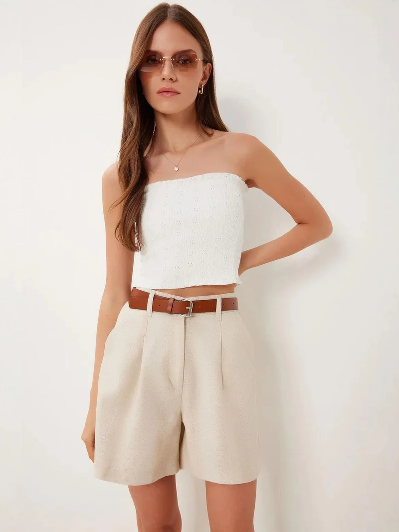 السعادة في إسطنبول ISTANBUL High Waist Belted Wide Leg Shorts