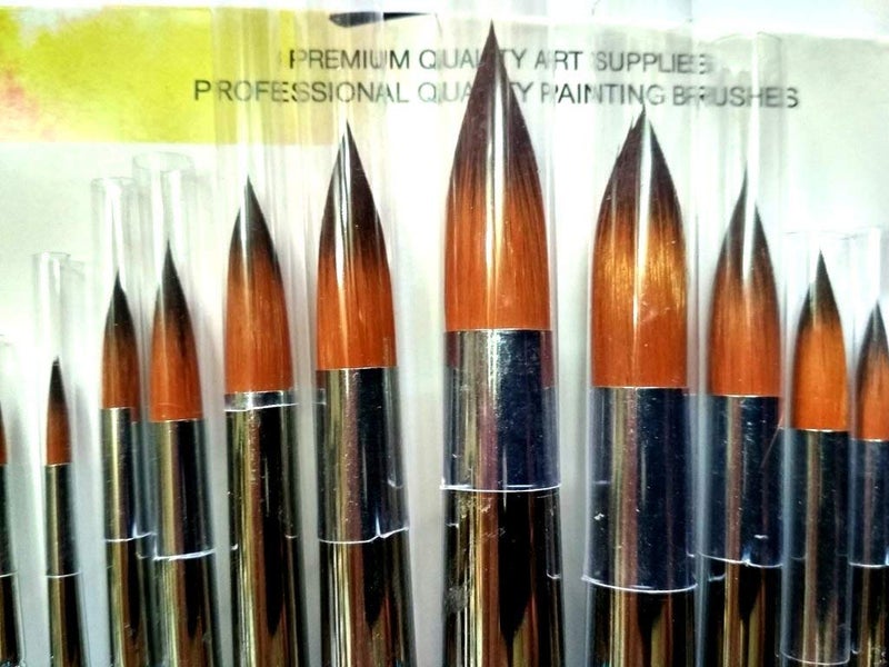 eS3kube eS³kube Long Handle Round Pointed Tip Synthetic Painting Brushes for Artist - 13 Piece Set - Image 5