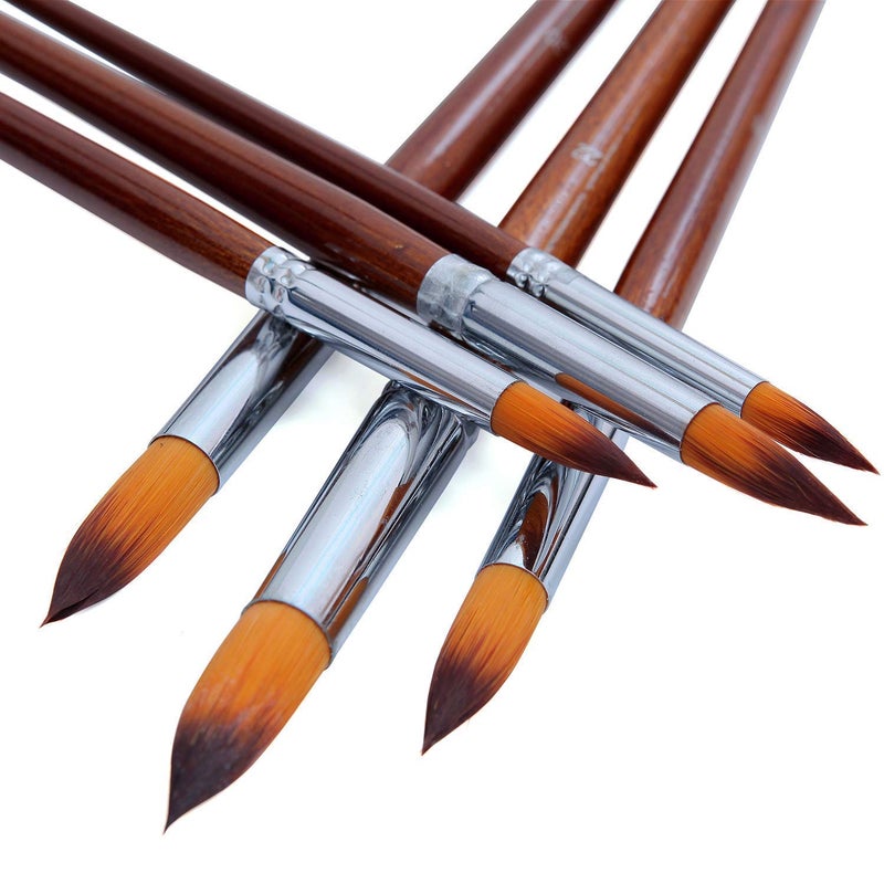 eS3kube eS³kube Long Handle Round Pointed Tip Synthetic Painting Brushes for Artist - 13 Piece Set - Image 3