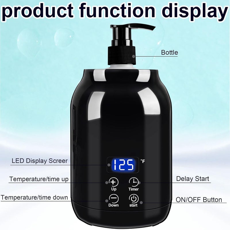 إكسفور مدفأة زيت التدليك، مدفأة زيت التدليك للعلاج بالتدليك، مدفأة زيت للتدليك للصالونات ومحلات الحلاقة والمنزل، مع موزع زجاجتي زيت، أسود - Image 3