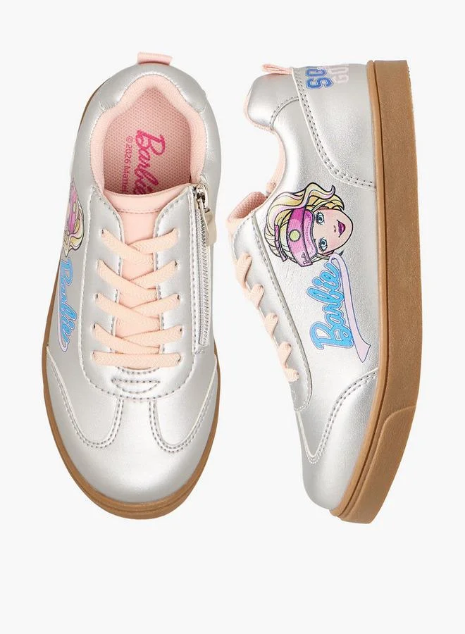باربي Girls Printed Lace-Up Ankle School Sneakers