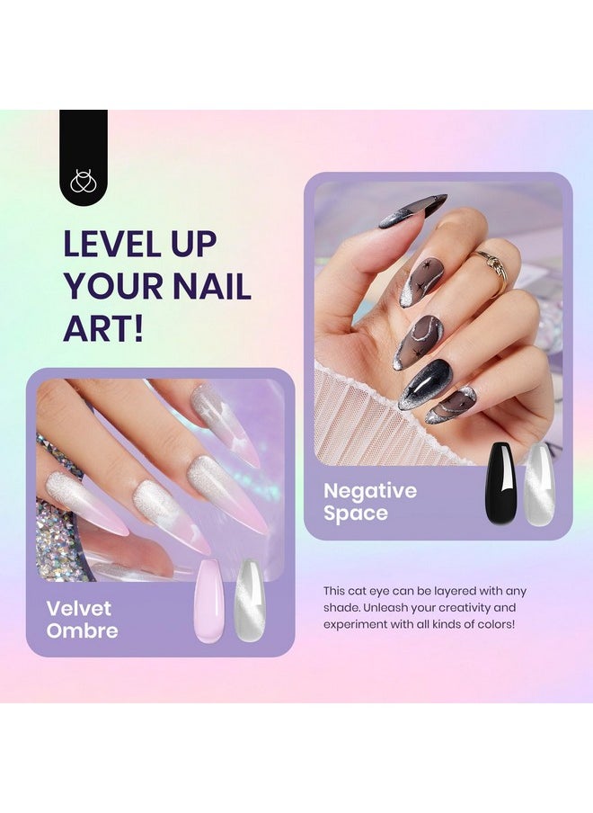 beetles Gel Polish - Beetles Cat Eye Gel Nail Polish 15ml Gel Polish Soak Off UV LED Nail Lamp 1 Color Silver Shimmer Velvet Gel Nail Polish Nail Art Manicure Salon DIY Home - Image 1