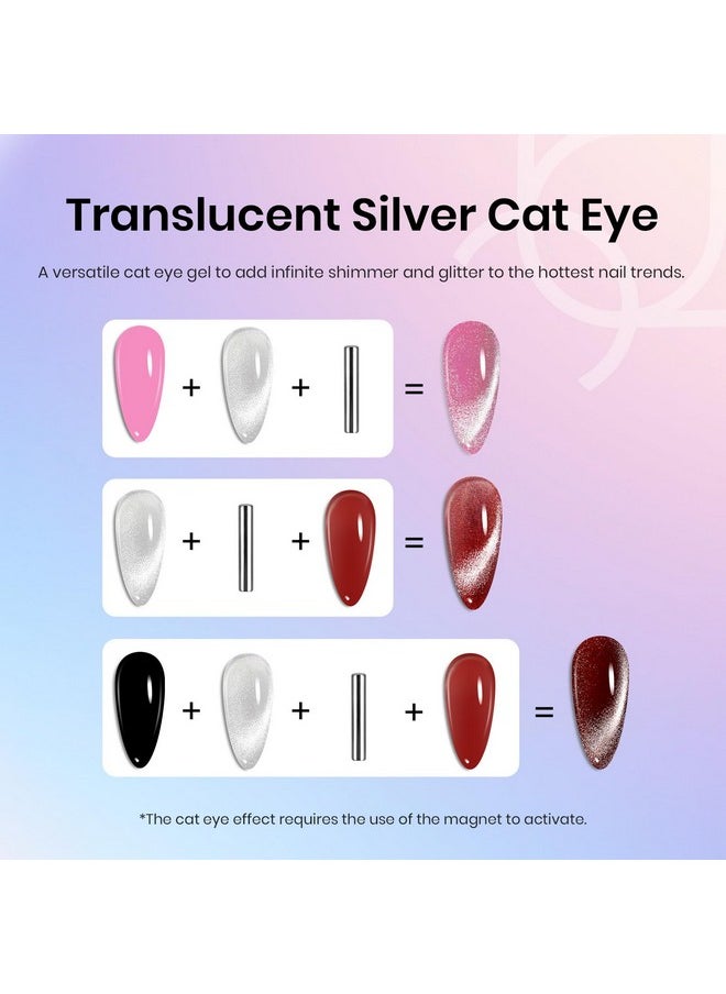 beetles Gel Polish - Beetles Cat Eye Gel Nail Polish 15ml Gel Polish Soak Off UV LED Nail Lamp 1 Color Silver Shimmer Velvet Gel Nail Polish Nail Art Manicure Salon DIY Home - Image 1