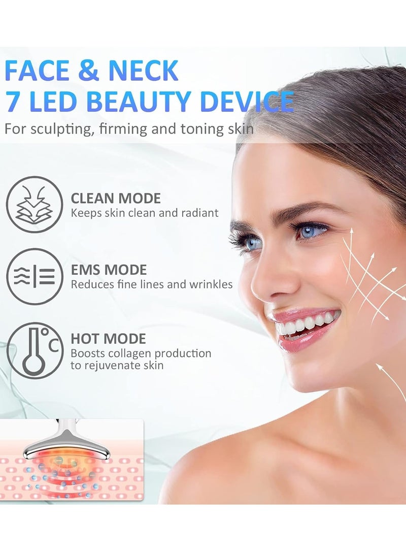 DIGI CORE Red Light Therapy Device for Face & Neck, 7-Color LED Facial Massager with Vibration & Thermal Care, Anti-Wrinkle, Double Chin Reduction & Skin Tightening, Face Sculpting & Anti-Aging Skincare Tool for Women & Men - Image 5