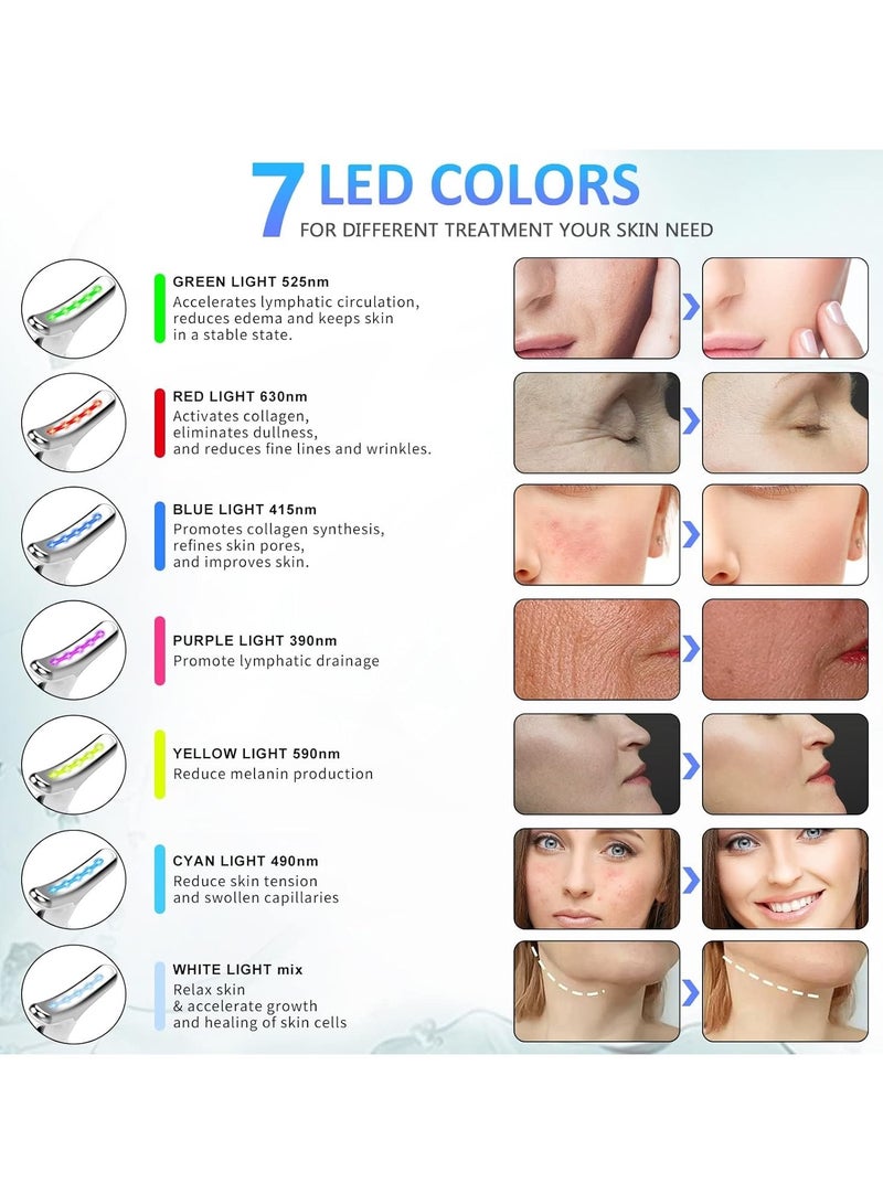 DIGI CORE Red Light Therapy Device for Face & Neck, 7-Color LED Facial Massager with Vibration & Thermal Care, Anti-Wrinkle, Double Chin Reduction & Skin Tightening, Face Sculpting & Anti-Aging Skincare Tool for Women & Men - Image 4