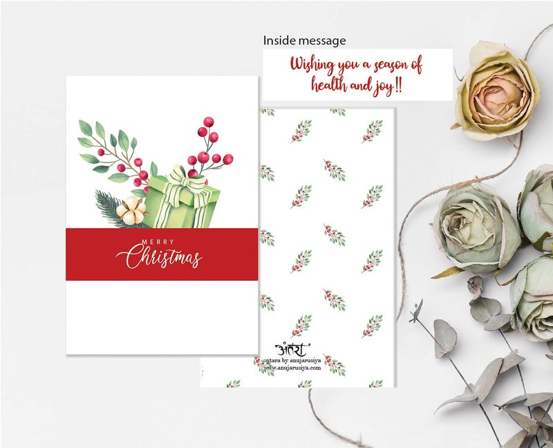anujarusiya Christmas Greeting cards pack of 5 | 8 gift tags | digital print of Cheerful holiday watercolor illustration | Made on Imported Paper | Each card comes in a Red Envelope | 4"X6" - Image 4