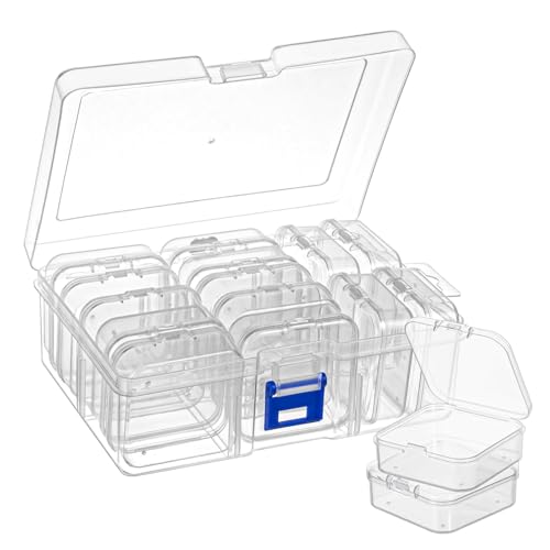 squishy 15 Pcs Jewellery Organisers Box, Transparent Jewelry Storage Box, Earring Organizer Box for Women, Travel Jewelry Case for Rings, Beads, Small Parts, Dust-Proof Design - Image 1