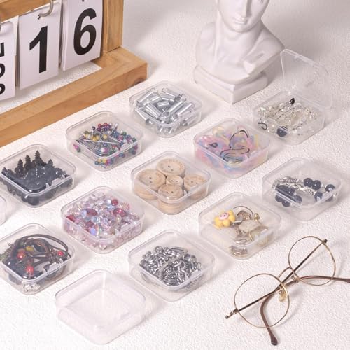 squishy 15 Pcs Jewellery Organisers Box, Transparent Jewelry Storage Box, Earring Organizer Box for Women, Travel Jewelry Case for Rings, Beads, Small Parts, Dust-Proof Design - Image 5