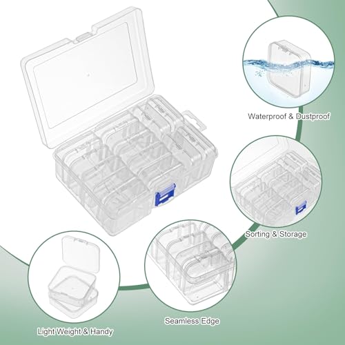 squishy 15 Pcs Jewellery Organisers Box, Transparent Jewelry Storage Box, Earring Organizer Box for Women, Travel Jewelry Case for Rings, Beads, Small Parts, Dust-Proof Design - Image 3