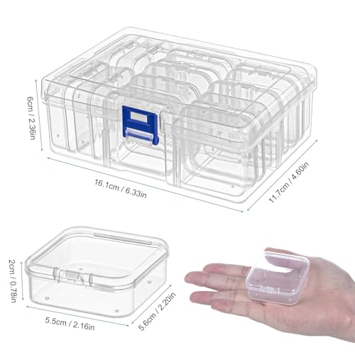 squishy 15 Pcs Jewellery Organisers Box, Transparent Jewelry Storage Box, Earring Organizer Box for Women, Travel Jewelry Case for Rings, Beads, Small Parts, Dust-Proof Design - Image 2