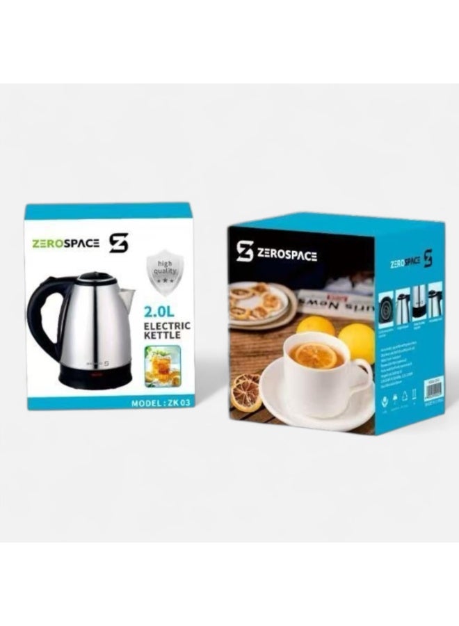 ZEROSPACE Kettle | Good Value Electric Kettle | Stainless Steel | 2 Years Warranty 2.0 L Black/Silver - Image 3