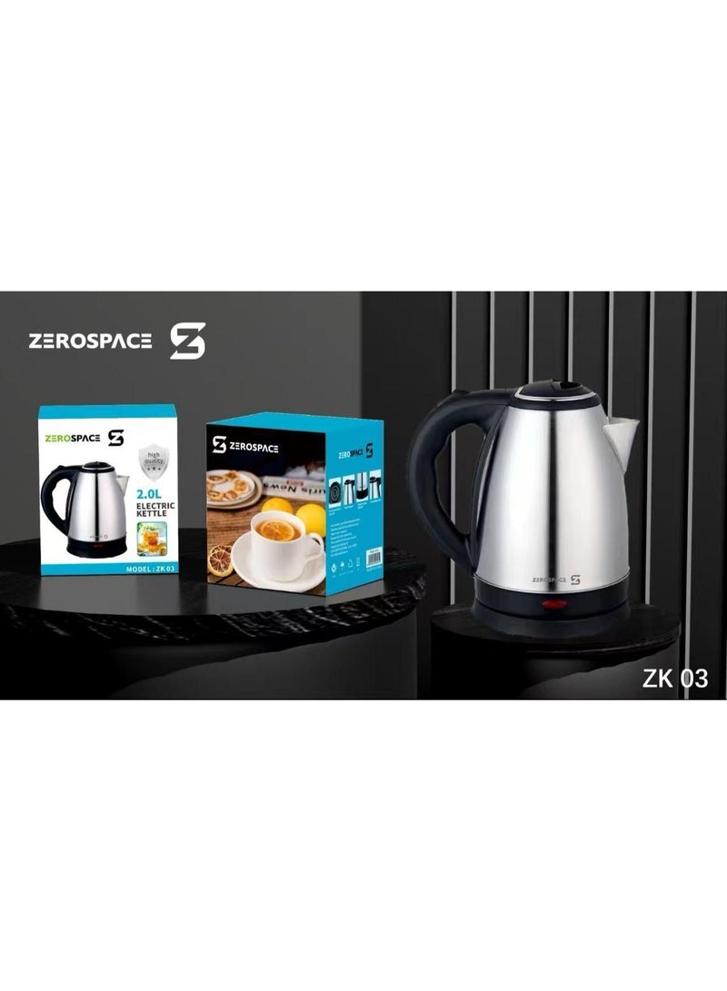ZEROSPACE Kettle | Good Value Electric Kettle | Stainless Steel | 2 Years Warranty 2.0 L Black/Silver - Image 2