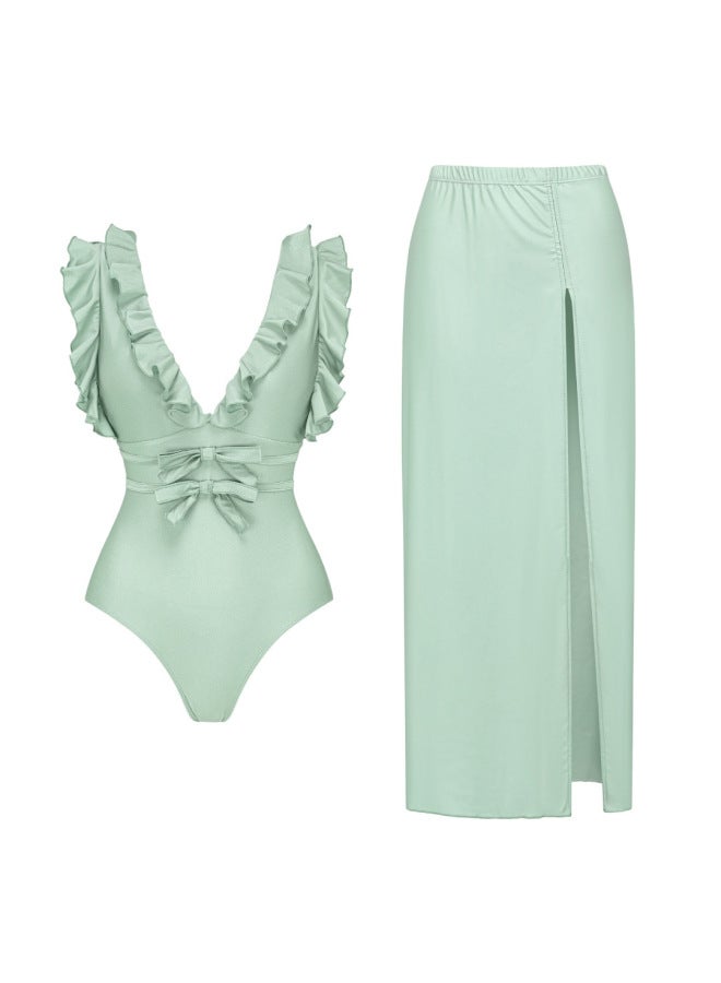 New European And American Swimwear Floral Decor One-piece Swimsuit High-end Beach Set Women's Hot Style