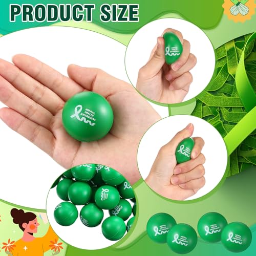 Arrowbash 100 Pcs Mental Health Awareness Items Green Mini Stress Ball Foam Toys Mental Health Gifts Anxiety Stress Relief Toys for Fundraiser Gifts Supporting Minds Stop The StigmaBall - Image 5
