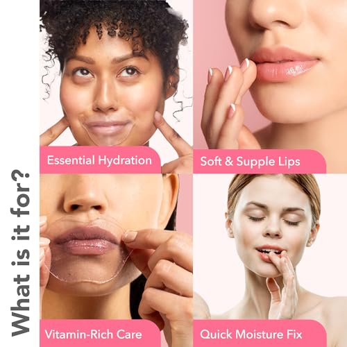 Patchology Serve Chilled Rosé Gel Lip Mask – Hydrating Mask with Resveratrol & Hyaluronic Acid for Soft Feel, Plumping & Moisture – Strawberry Scented, Solution for Dry or Chapped Lips, 5 Count - Image 2