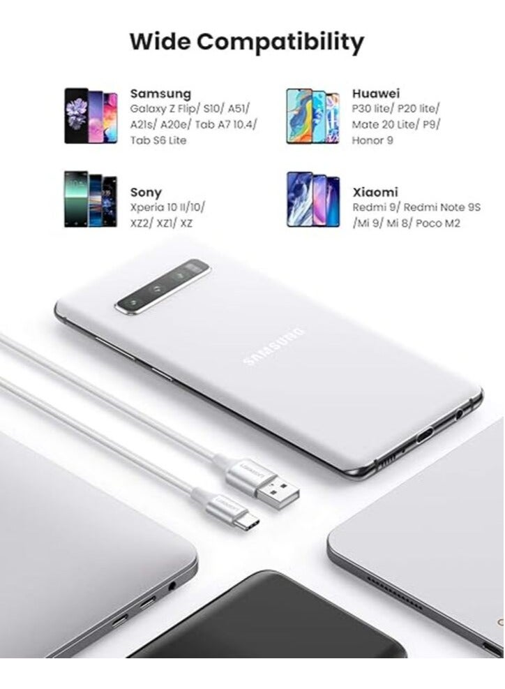 يوجرين إيكو كابل Ugreen USB-A 2.0 إلى USB-C مطلي بالنيكل والألومنيوم بطول 2 متر - أبيض - Image 3