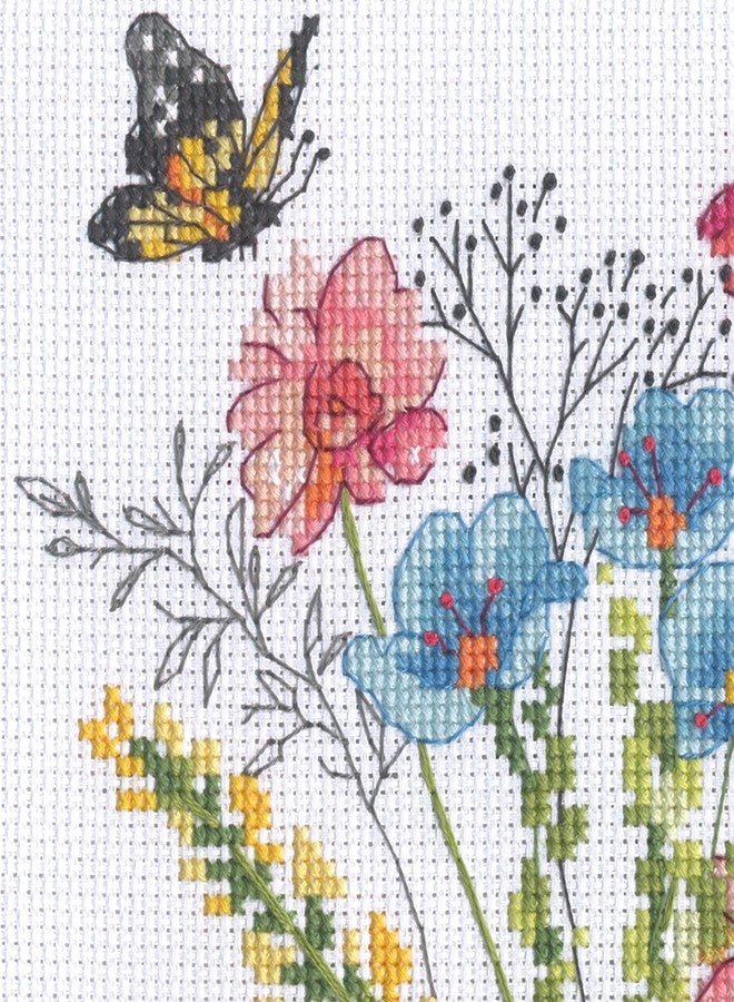 Dimensions Butterflies and Wildflower Vases Counted Cross Stitch Kit, 16" x 8", 16 Cnt. White Aida 5 pcs - Image 5