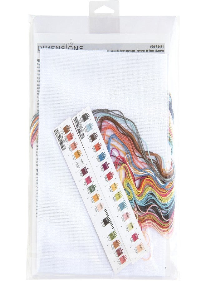 Dimensions Butterflies and Wildflower Vases Counted Cross Stitch Kit, 16" x 8", 16 Cnt. White Aida 5 pcs - Image 2