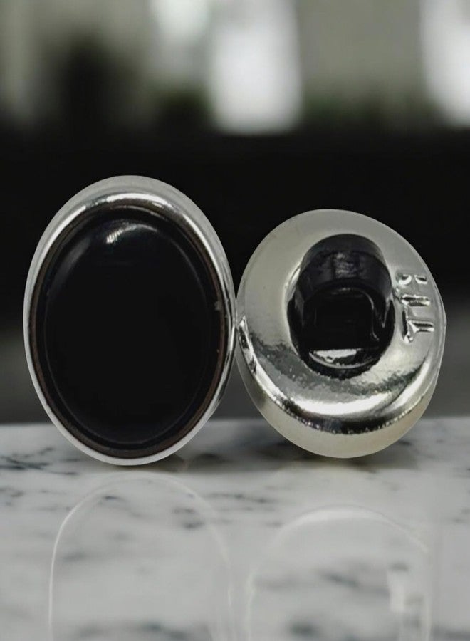 REENA Round Buttons for Kurta and Shirts, Small 10mm, Set of 10, Sewable. (Black & Silver Kurta 10pc) - Image 5