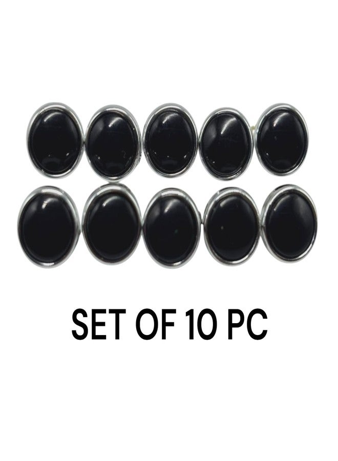 REENA Round Buttons for Kurta and Shirts, Small 10mm, Set of 10, Sewable. (Black & Silver Kurta 10pc) - Image 2
