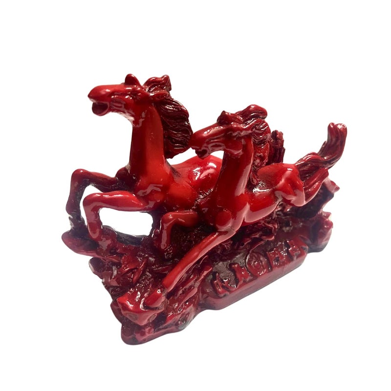 GJ Fengshui Vastu Running Horses Showpiece Made in India Red - Image 1