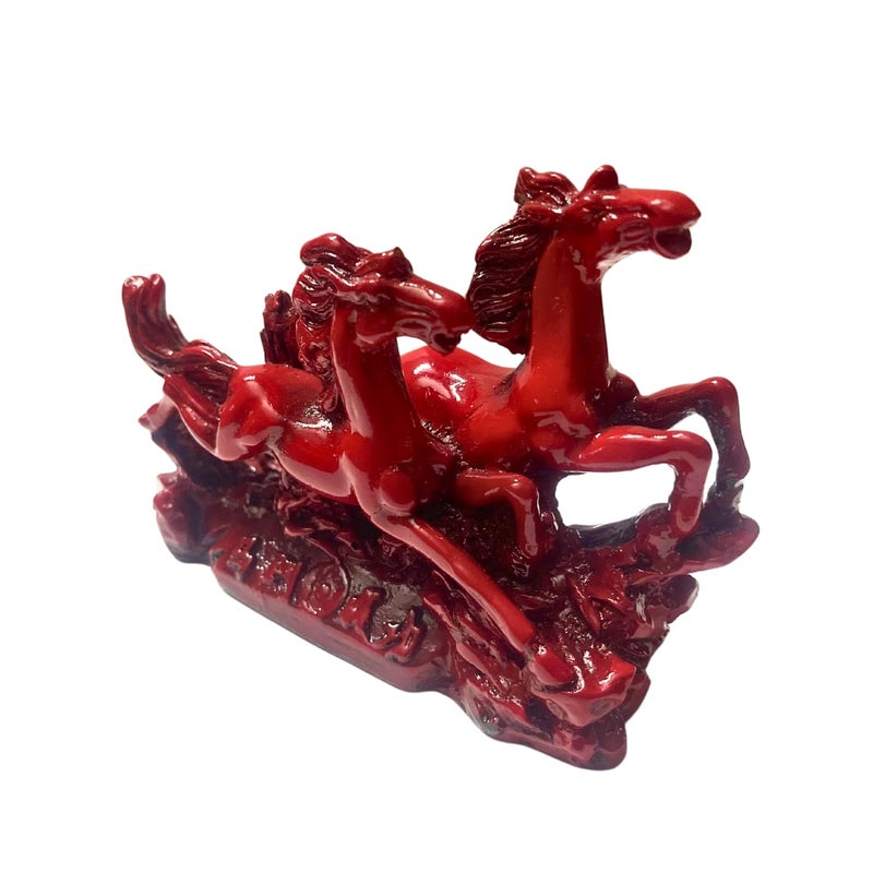 GJ Fengshui Vastu Running Horses Showpiece Made in India Red - Image 2