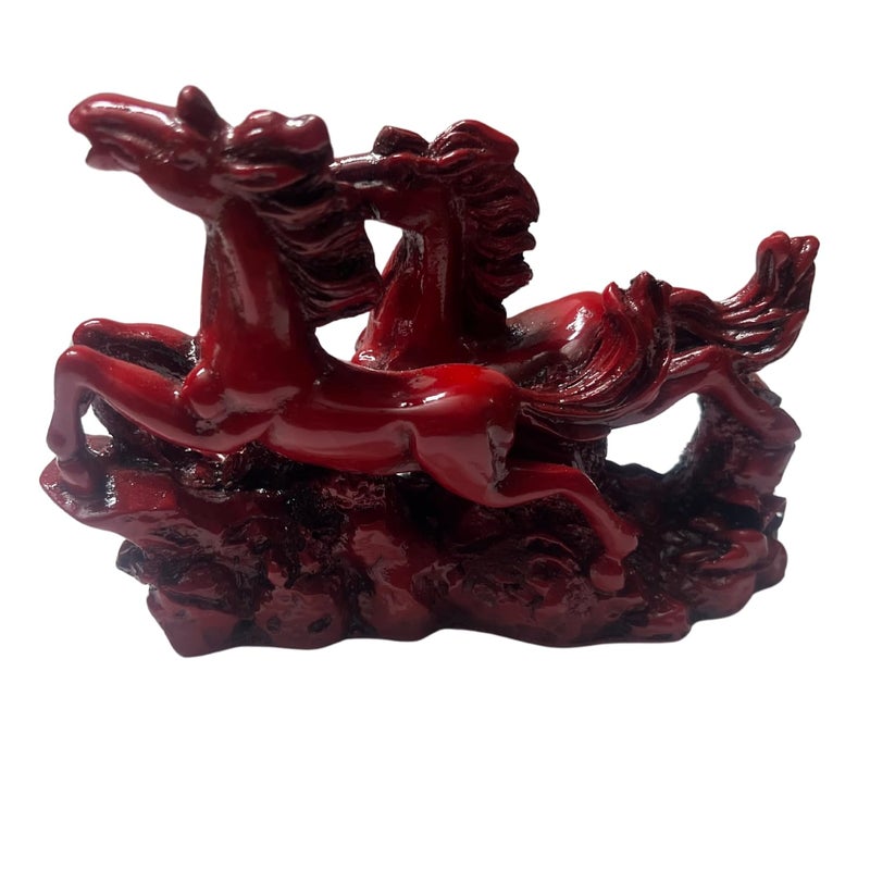 GJ Fengshui Vastu Running Horses Showpiece Made in India Red - Image 4
