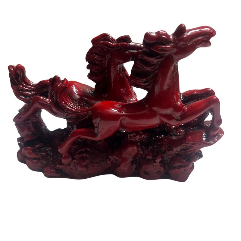 GJ Fengshui Vastu Running Horses Showpiece Made in India Red - Image 3