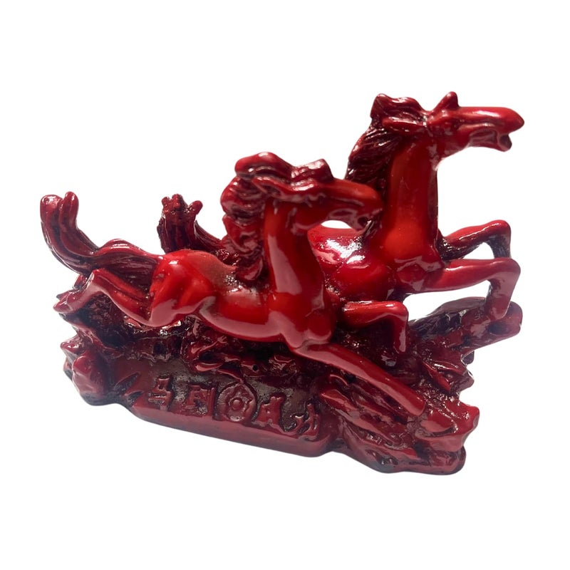 GJ Fengshui Vastu Running Horses Showpiece Made in India Red - Image 5