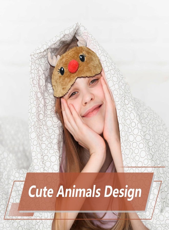 FUNAUPGO Christmas Reindeer Sleeping Mask Eye Mask Cute Animal Rudolph Sleep Mask Soft Plush Blindfold Funny Eye Cover Eyeshade for Kids Adults Girls Boys Women Men (Reindeer, Brown - Image 4