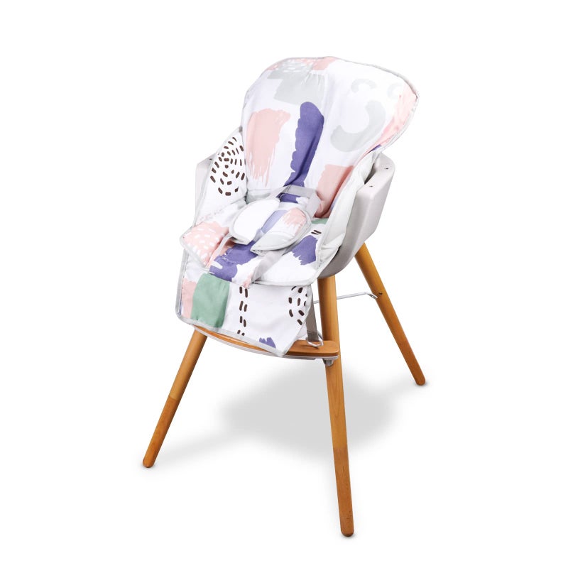 Kocpudu High Chair Pad, High Chair Cushion, Cute Pattern, Comfortable Seat Belt Design, Soft and Comfortable Seat Cushion Breathable Pad, Baby Sits More Safe and Comfort(Light Print Pattern) - Image 3