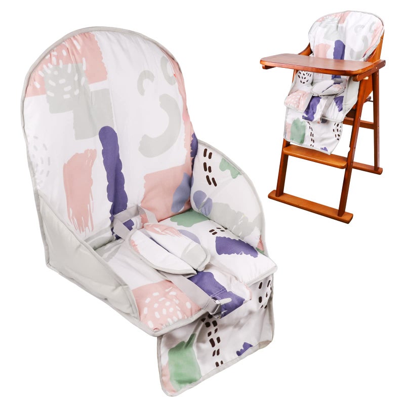 Kocpudu High Chair Pad, High Chair Cushion, Cute Pattern, Comfortable Seat Belt Design, Soft and Comfortable Seat Cushion Breathable Pad, Baby Sits More Safe and Comfort(Light Print Pattern) - Image 1