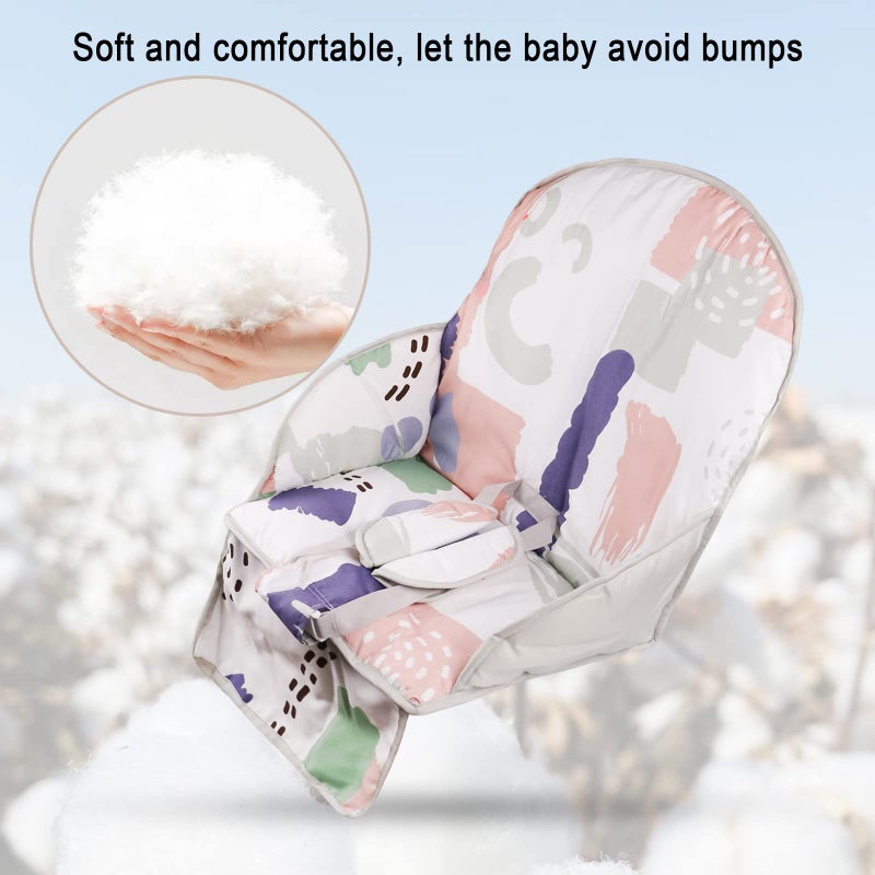Kocpudu High Chair Pad, High Chair Cushion, Cute Pattern, Comfortable Seat Belt Design, Soft and Comfortable Seat Cushion Breathable Pad, Baby Sits More Safe and Comfort(Light Print Pattern) - Image 4