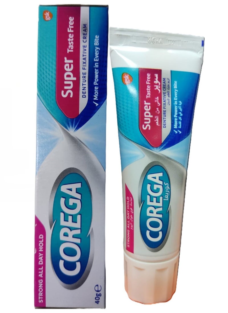 COREGA - Corega Super Dental Prosthesis Adhesive Taste-Free Cream 40 gm (3 Pack) - Image 1