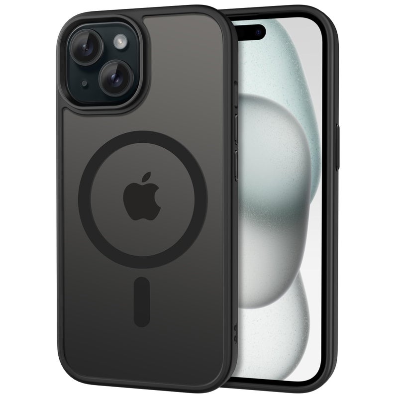 CACOE Magnetic Case for iPhone 15 2023 6.1 inch-Compatible with MagSafe & Magnetic Car Phone Mount,Anti-Fingerprint TPU Thin Phone Cases Cover Protective Shockproof (Matte Black) - Image 1