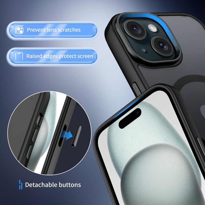 CACOE Magnetic Case for iPhone 15 2023 6.1 inch-Compatible with MagSafe & Magnetic Car Phone Mount,Anti-Fingerprint TPU Thin Phone Cases Cover Protective Shockproof (Matte Black) - Image 5