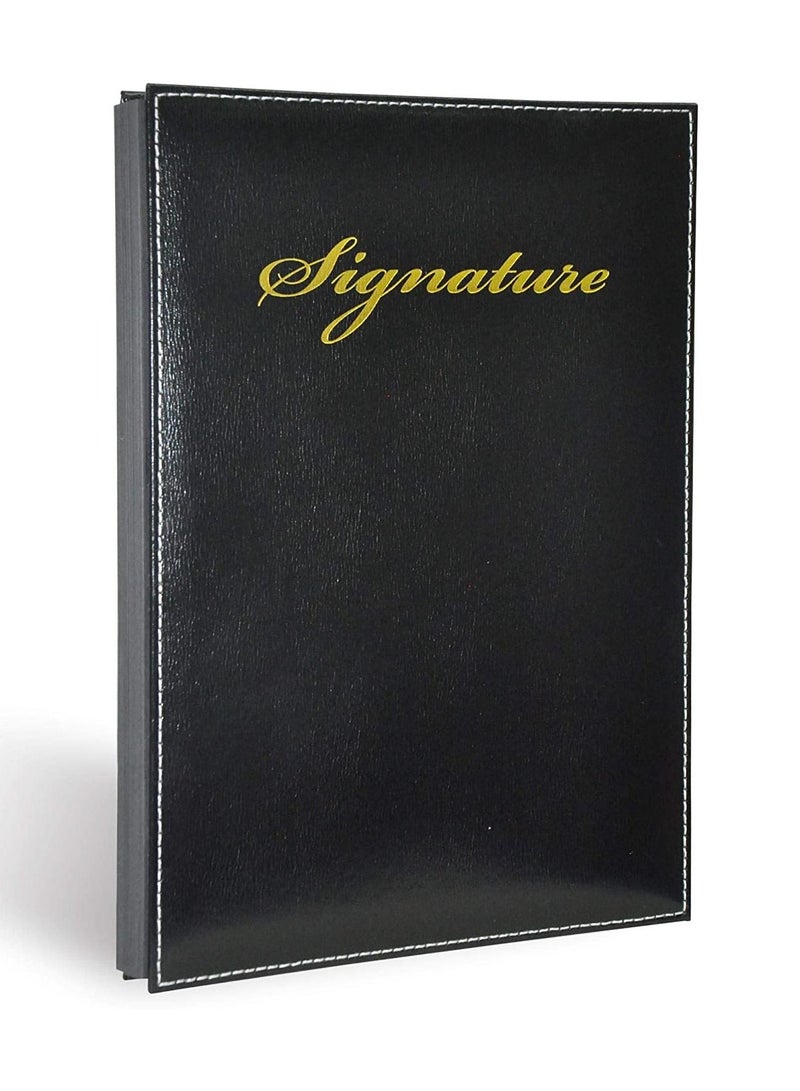 FIS Signature Book Box Black Color, Bonded Leather Material Cover, 18 Sheets with Gift Box, 240 x 340 mm - FSCL3502 - Image 1