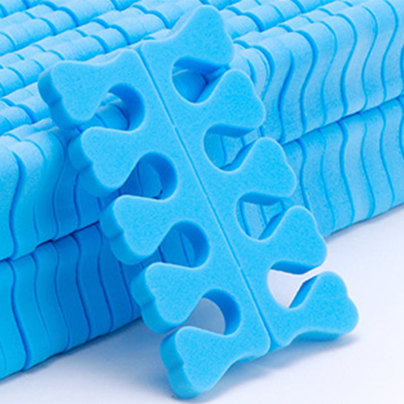 Toe Separators: Blue 100Pcs Soft Sponge - Skin Friendly Flexible Operation - Toe Spacers for Home Nail Salon, Nail Artists and Beginners - Image 2