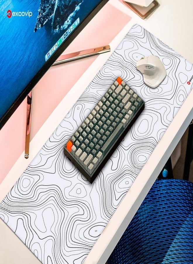 Large Gaming Mouse Pad XL,Anti-Skid Black and White Mousepad Large Keyboard Mouse Pad Desk Mat with Stitched Edges (800x300mm, BLACK and White)  - Image 2