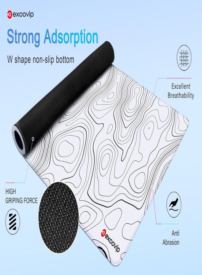 Large Gaming Mouse Pad XL,Anti-Skid Black and White Mousepad Large Keyboard Mouse Pad Desk Mat with Stitched Edges (800x300mm, BLACK and White)  - Image 5