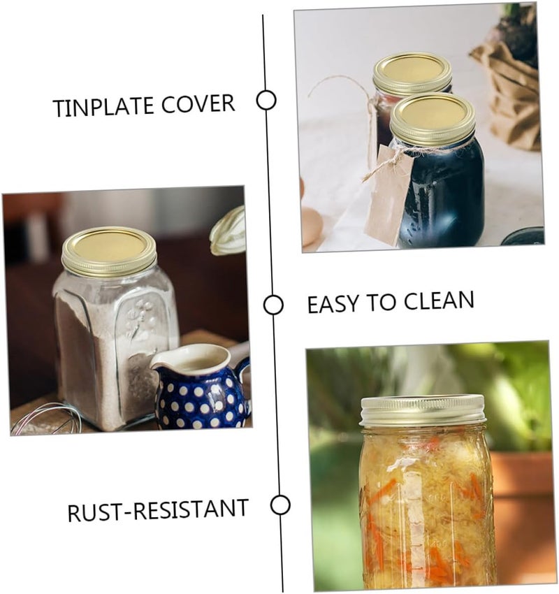 Stainless Steel Canning Lids and 70mm Metal Jar Covers with 24pcs Leakproof Wide Mouth Mason Jar Caps for Home Food Storage and Preserving - Image 3