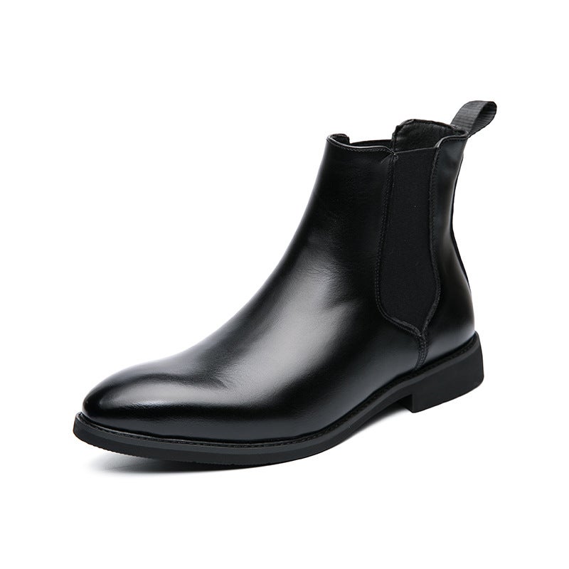 British Style Plush Leather Boots For Men, Large Size Fashionable Chelsea Boots, Men'S Trendy Slip-On Short Boots - Image 1