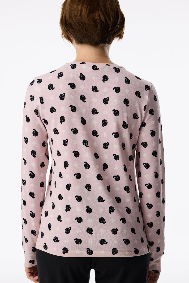 Penti PENTI Moody Printed Animal Print Long Sleeve Pyjama T-Shirt