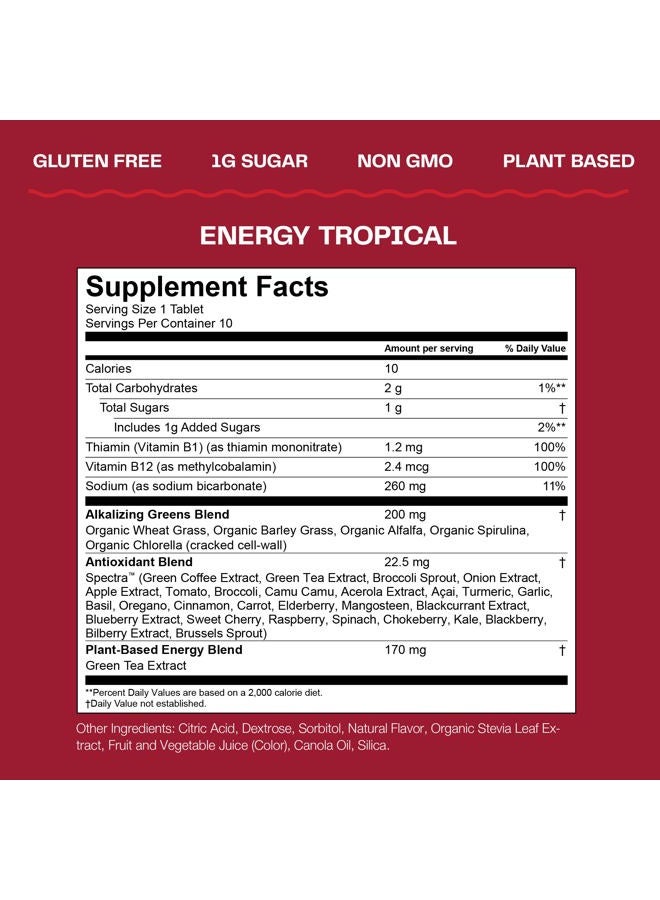 Amazing Grass أقراص فوار خضراء للطاقة الاستوائية: الخضروات + كافيين الشاي الأخضر، قرص نكهة الماء مع مضادات الأكسدة، 10 عد (عبوة من 6) - Image 3