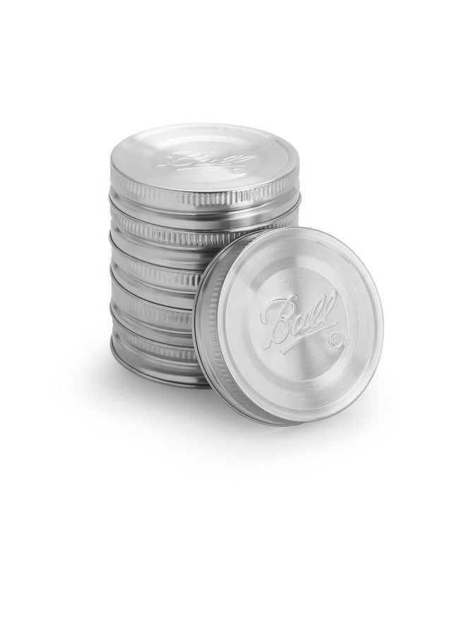 بول جار أغطية برطمانات ماسون من الفولاذ المقاوم للصدأ من قطعة واحدة من Ball Jar، ذات فوهة واسعة، عبوة من 6 قطع، فضية - Image 1