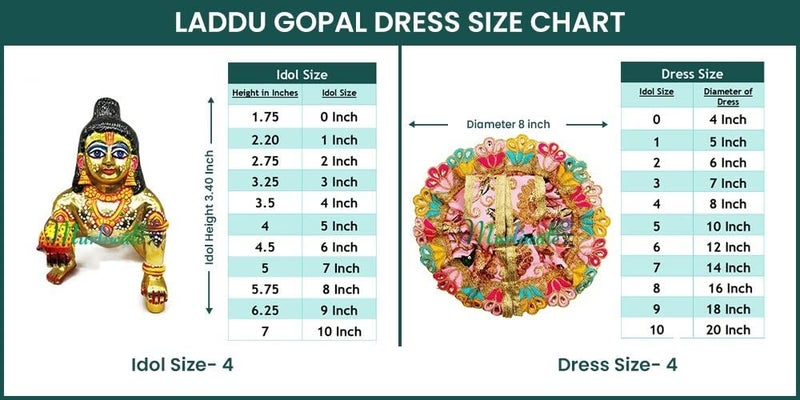 MURLIWALE Kanha JiThakur Ji DressPoshakPagdi Made of Net Cloth Combo of a Total 4 Items 1 Poshak 1 Mukut 1 Mala 1 Bansuri of Gopal ji Idol Dress Size Diameter 6 Inch Idol Size2 - Image 4