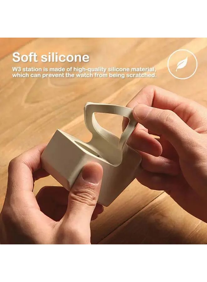 White Silicone Desktop Charging Stand Compatible With Apple Watch Models 1 Through 8 And Se Ideal For Uncharged Devices Great Gift For Valentine S Day Birthdays And Holidays - Image 5