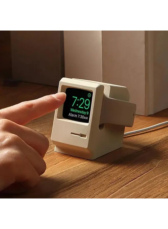 White Silicone Desktop Charging Stand Compatible With Apple Watch Models 1 Through 8 And Se Ideal For Uncharged Devices Great Gift For Valentine S Day Birthdays And Holidays - Image 1