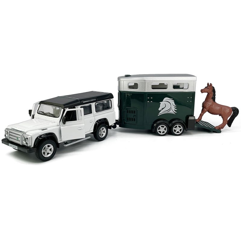VIIGER Defender Trailer Towing Horse Transporter Farm Trailers Doors Open 136 Scale Model Car Diecast Metal Toy Cars3 4 5 6 7 Year Old Kids Boys Gifts Cake Topper Home Office Dcor Collection - Image 3